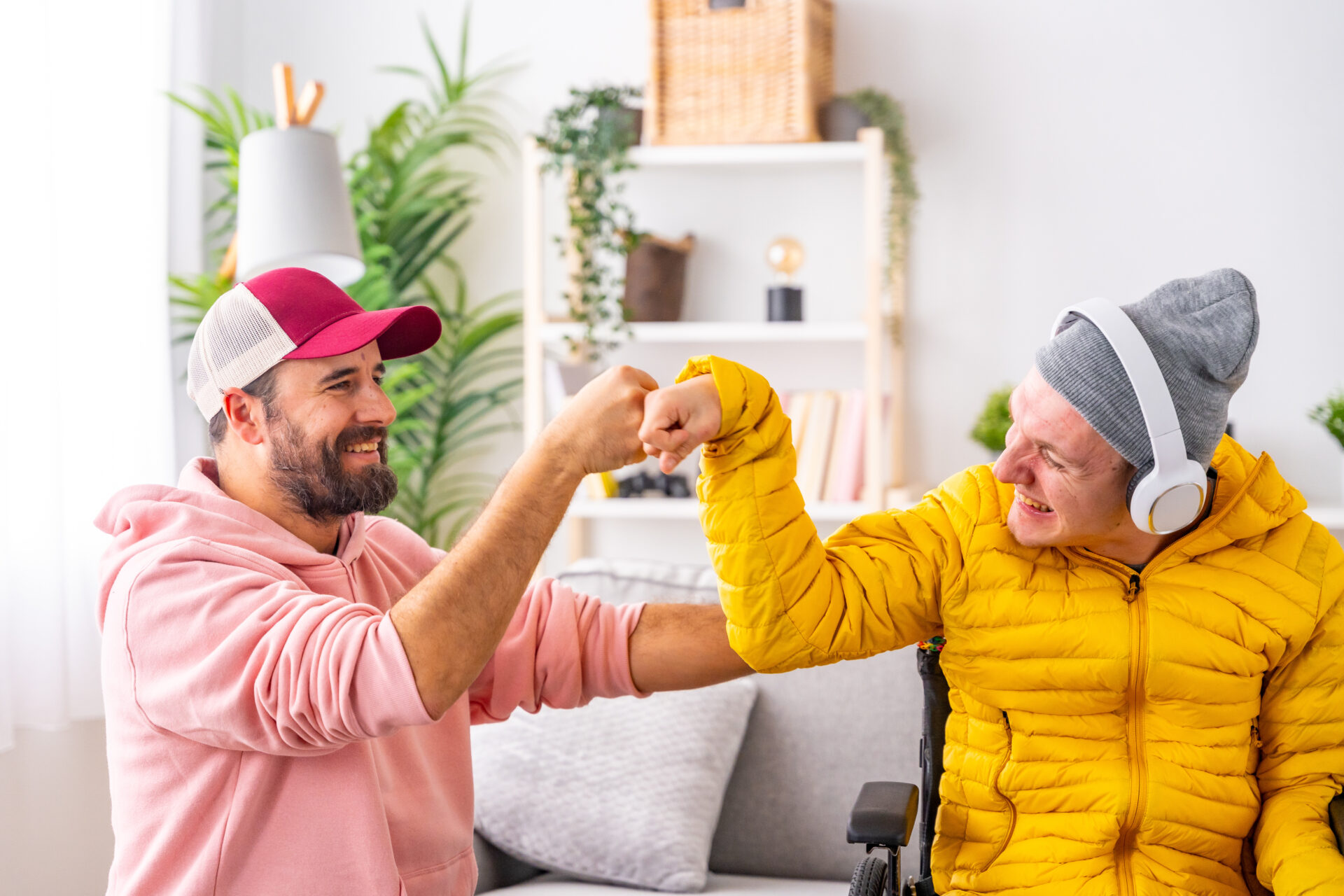 Care Professional and their client doing a high five